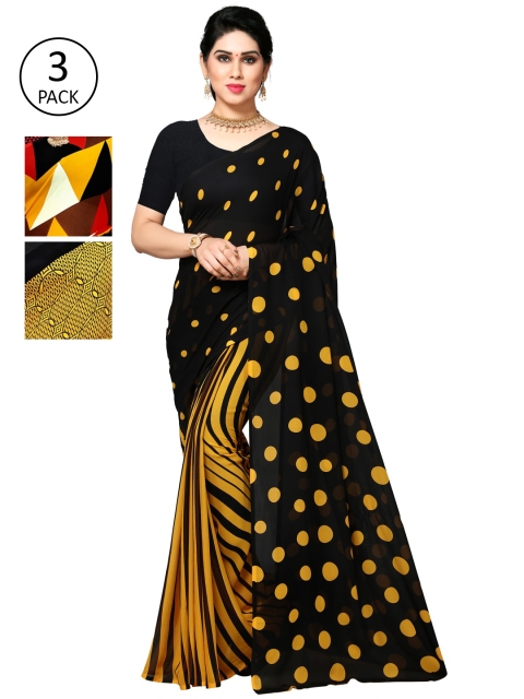 

KALINI Pack of 3 Printed Poly Georgette Saree, Multi