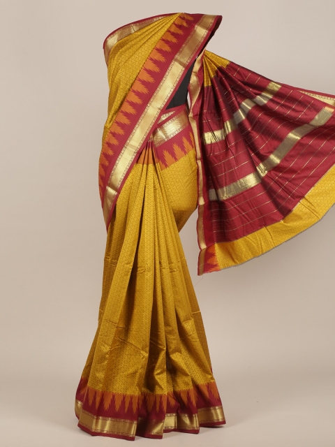 

Pothys Mustard & Maroon Paisley Art Silk Saree