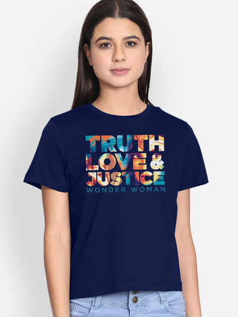 

Free Authority Women Blue Cotton Wonder Woman Print Pure Cotton T-shirt