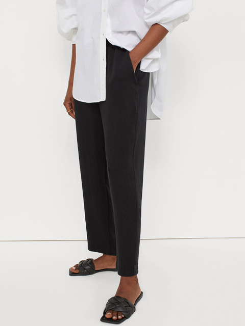 

H&M Women Black Pull On Lyocell Blend Trousers