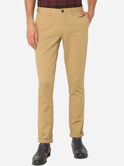 

JADE BLUE Men Khaki Slim Fit Pure Cotton Regular Trousers