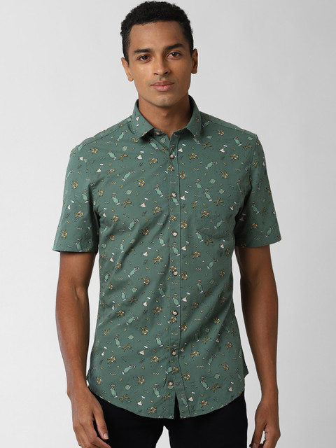 

Peter England Casuals Men Green Slim Fit Printed Casual Shirt
