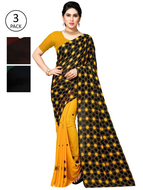 

KALINI Women Pack of 3 Printed Sarees, Multi