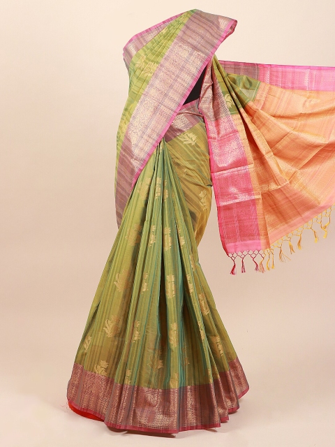 

Pothys Green & Purple Ethnic Motifs Saree