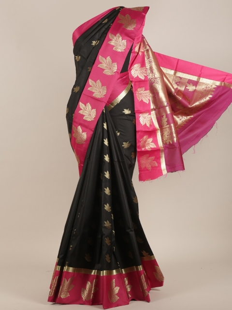 

Pothys Black & Pink Woven Design Art Silk Saree