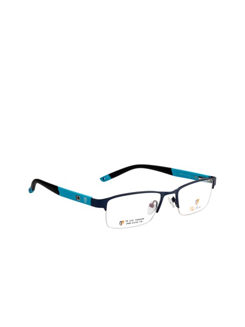 

Ted Smith Unisex Blue & Black Half Rim Rectangle Frames TS-2489_C4-Blue