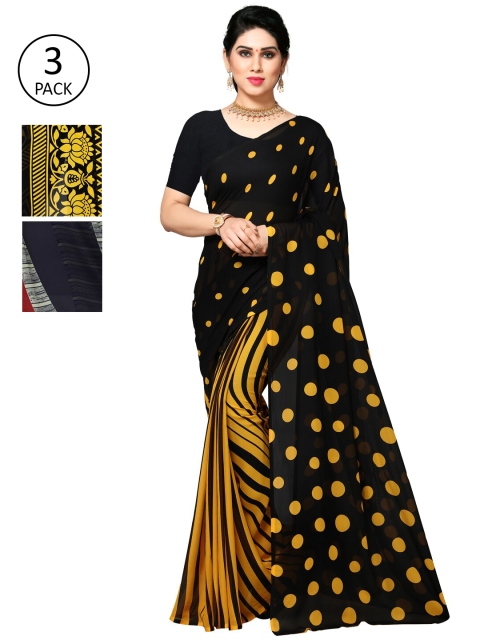 

KALINI Pack Of 3 Yellow & Grey Saree