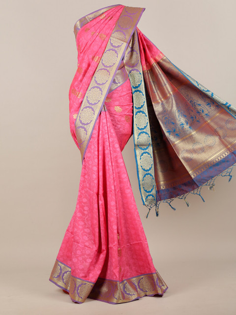 

Pothys Pink & Purple Floral Art Silk Saree