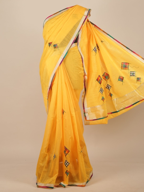 

Pothys Yellow & Green Embroidered Saree