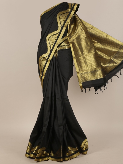 Pothys Black & Gold-Toned Woven Design Zari Art Silk Saree