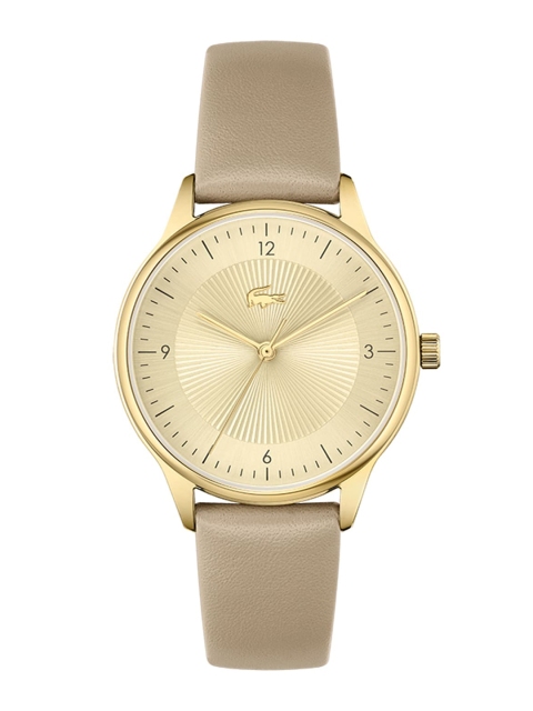 

Lacoste Women Gold-Toned Brass Patterned Dial & Brown Leather Straps Analogue Watch