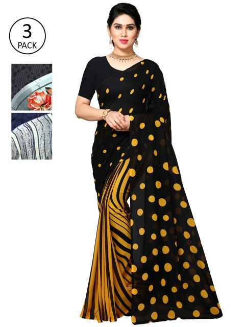 

KALINI Pack of 3 Printed Poly Georgette Saree, Multi