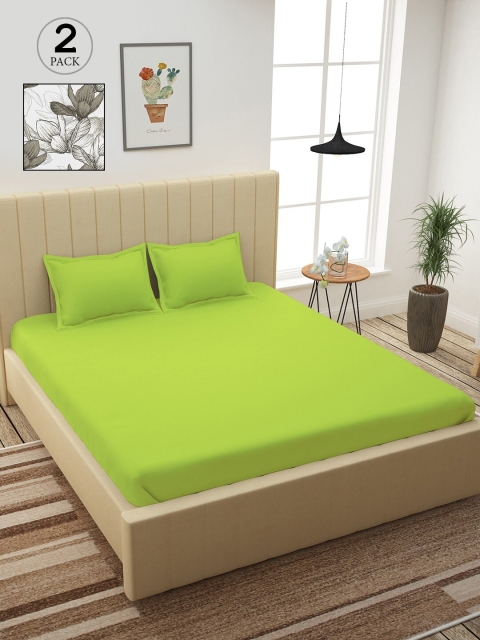 

Story@home Green & White Floral 210 TC 2 King Bedsheet with 4 Pillow Covers