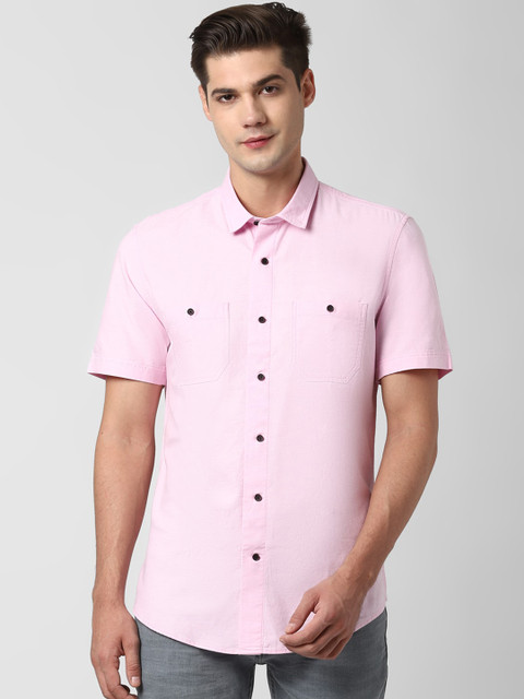 

Peter England Casuals Men Pink Slim Fit Casual Shirt