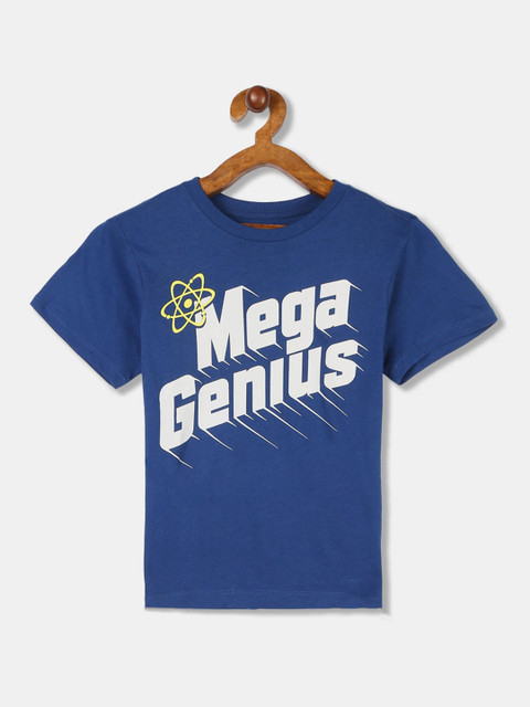 

The Childrens Place Boys Blue & White Typography Printed T-shirt