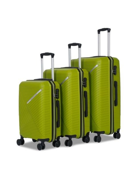 

Teakwood Leathers Unisex Set Of 3 Green Textured Hard-Sided Trolley Suitcase