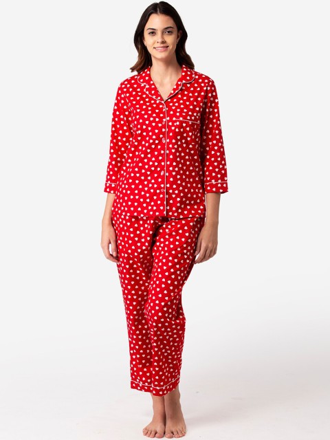

Bellofox Women Red & White Printed Night Suit