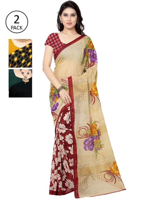 

KALINI Pack of 3 Black & Red Printed Saree