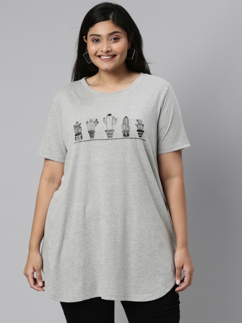 

The Pink Moon Women Grey Printed T-shirt