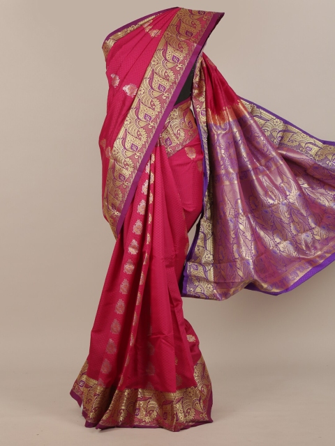 

Pothys Magenta & Gold-Toned Woven Design Zari Art Silk Saree