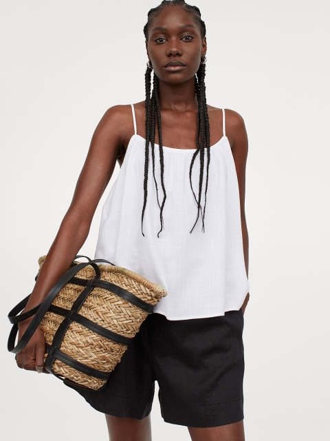 

H&M Women Black Linen Shorts