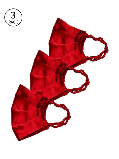

Unisex Pack Of 3 Maroon Solid 3-Ply Reusable Protective Outdoor Cloth Masks