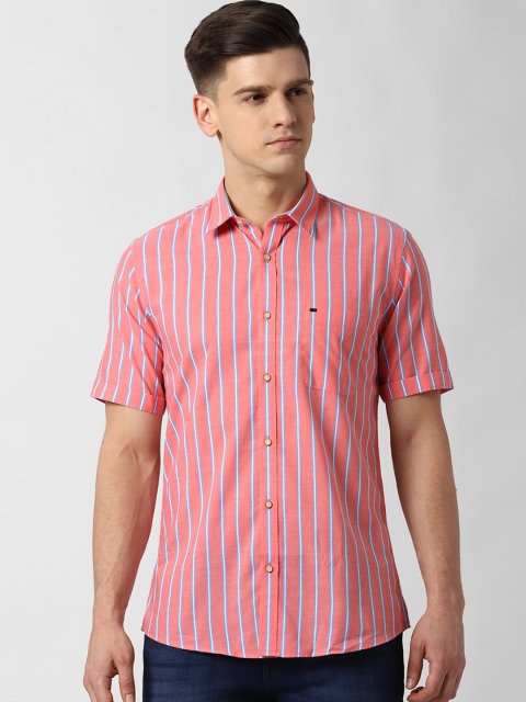 

Peter England Casuals Men Pink Slim Fit Multi Stripes Striped Casual Shirt