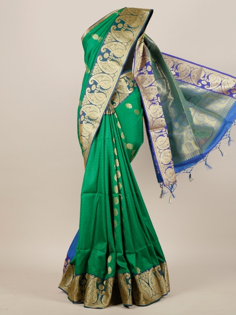 

Pothys Green & Gold-Toned Woven Design Zari Art Silk Saree