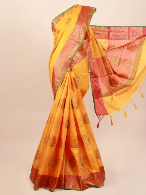 

Pothys Yellow & Gold-Toned Woven Design Saree