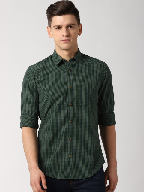 

Peter England Casuals Men Green Slim Fit Micro Checks Casual Shirt