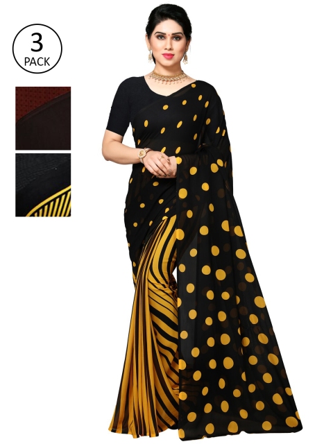 

KALINI Pack of 3 Printed Poly Georgette Saree, Multi