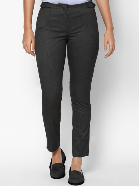 

Allen Solly Woman Black Slim Fit Textured Formal Trousers