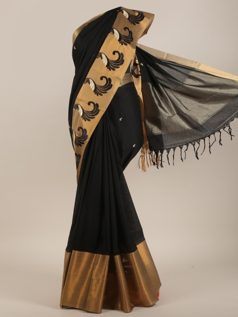 

Pothys Black & Gold-Toned Ethnic Motifs Art Silk Saree
