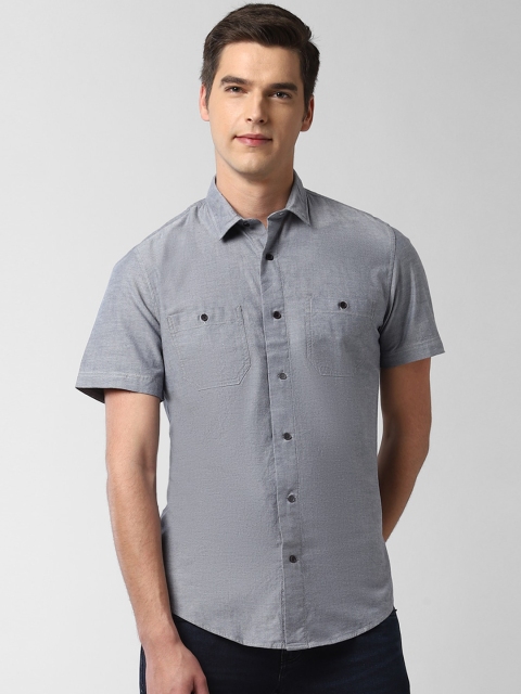 

Peter England Casuals Men Grey Slim Fit Casual Shirt