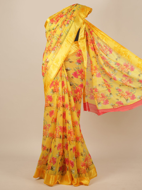 

Pothys Yellow Floral Saree