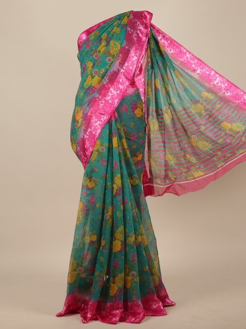 

Pothys Green & Pink Floral Saree