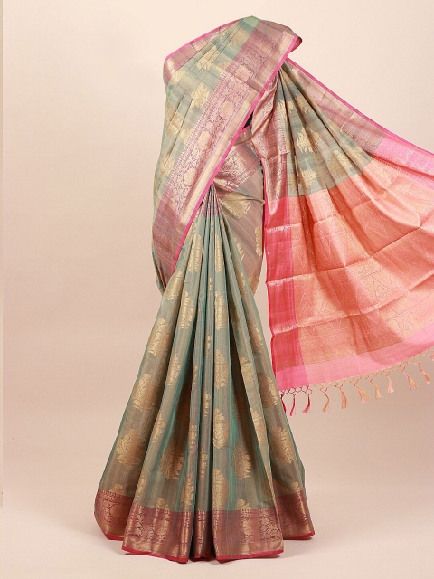 

Pothys Green & Pink Ethnic Motifs Zari Saree