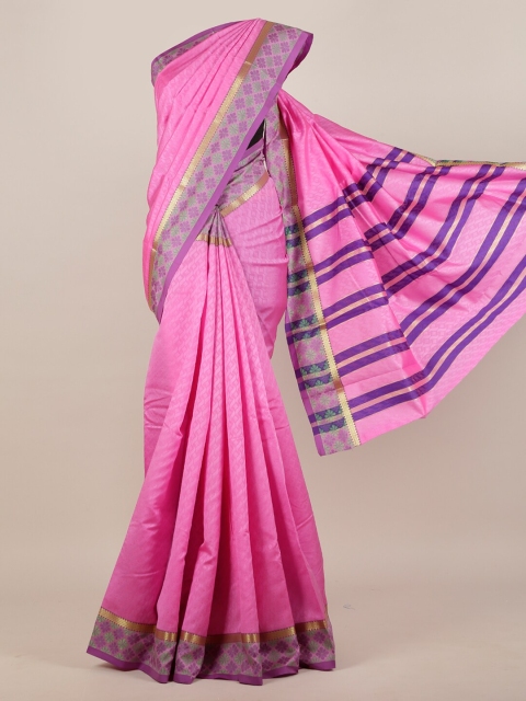 

Pothys Pink & Purple Floral Zari Art Silk Saree