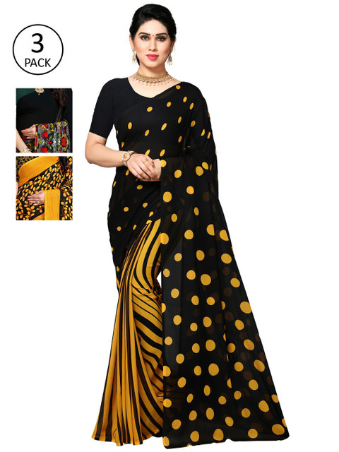 

KALINI Multi Pack of 3 Printed Poly Georgette Saree
