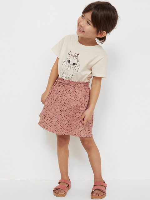 

H&M Girls White & Pink 2-Piece Cotton T-Shirt with Skirt