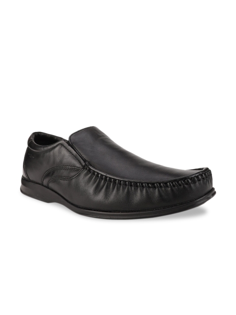 

Bata Men Black Solid Leather Formal Slip-Ons