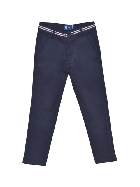 

612 league Boys Navy Blue Solid Mid-Rise Chinos Trousers