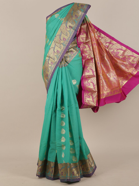 

Pothys Sea Green & Gold Woven Design Art Silk Saree