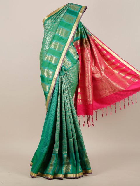 

Pothys Green & Red Floral Zari Art Silk Saree