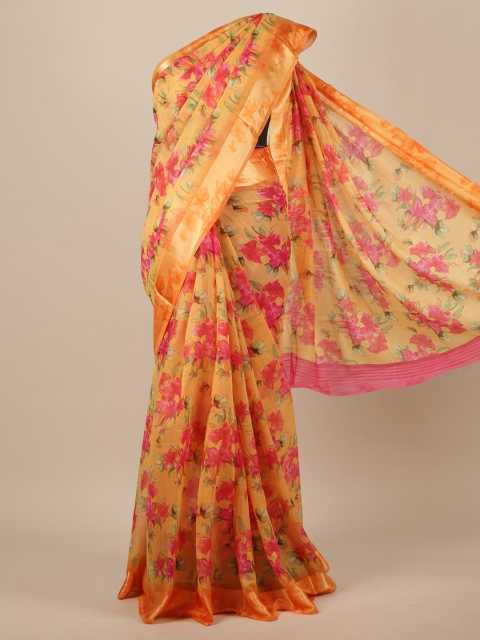 

Pothys Peach Zari Cotton Blend Saree