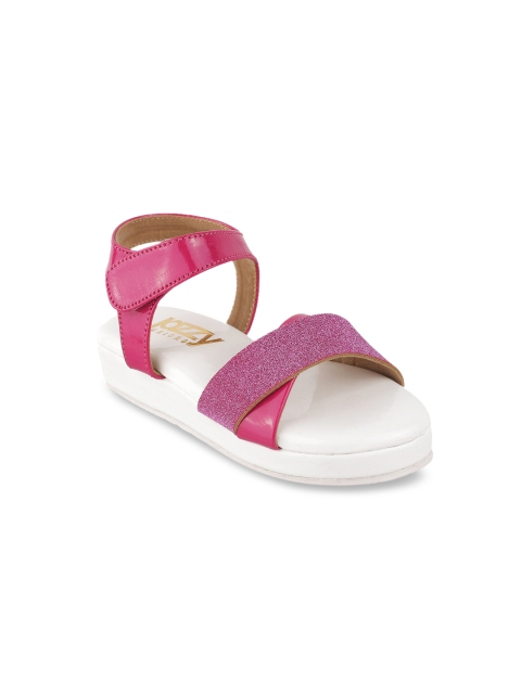 

Jazzy Juniors Girls Pink & Violet Open Toe Flats with Velcro Closure