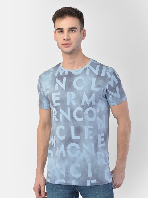

COBB Men Blue Typography Printed Raw Edge T-shirt