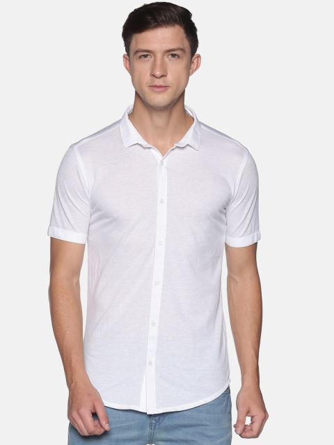SHOWOFF Men White Comfort Slim Fit Casual Shirt