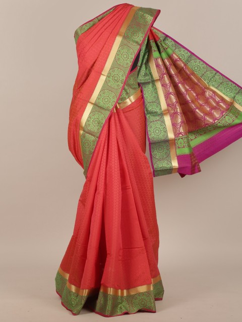 

Pothys Pink & Green Ethnic Motifs Zari Art Silk Saree
