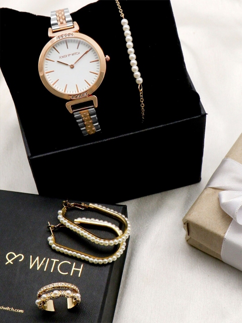 

JOKER & WITCH Women White & Gold-Toned Watch Gift Set JWLS126